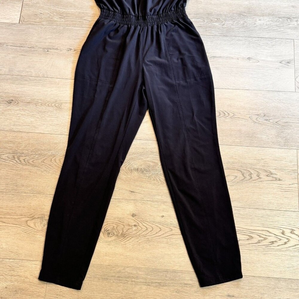 Athleta Roaming Romper Women's 4 Black Ankle Sleeveless Jumpsuit Athletic UPF 50 - Picture 5 of 9